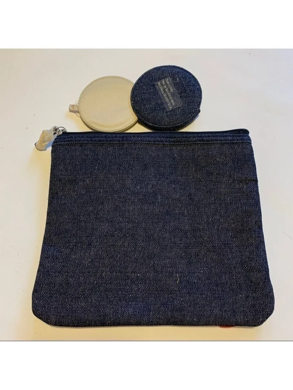 Bath and Body Works Dark Wash Denim Cosmetic Case with Mirror Set